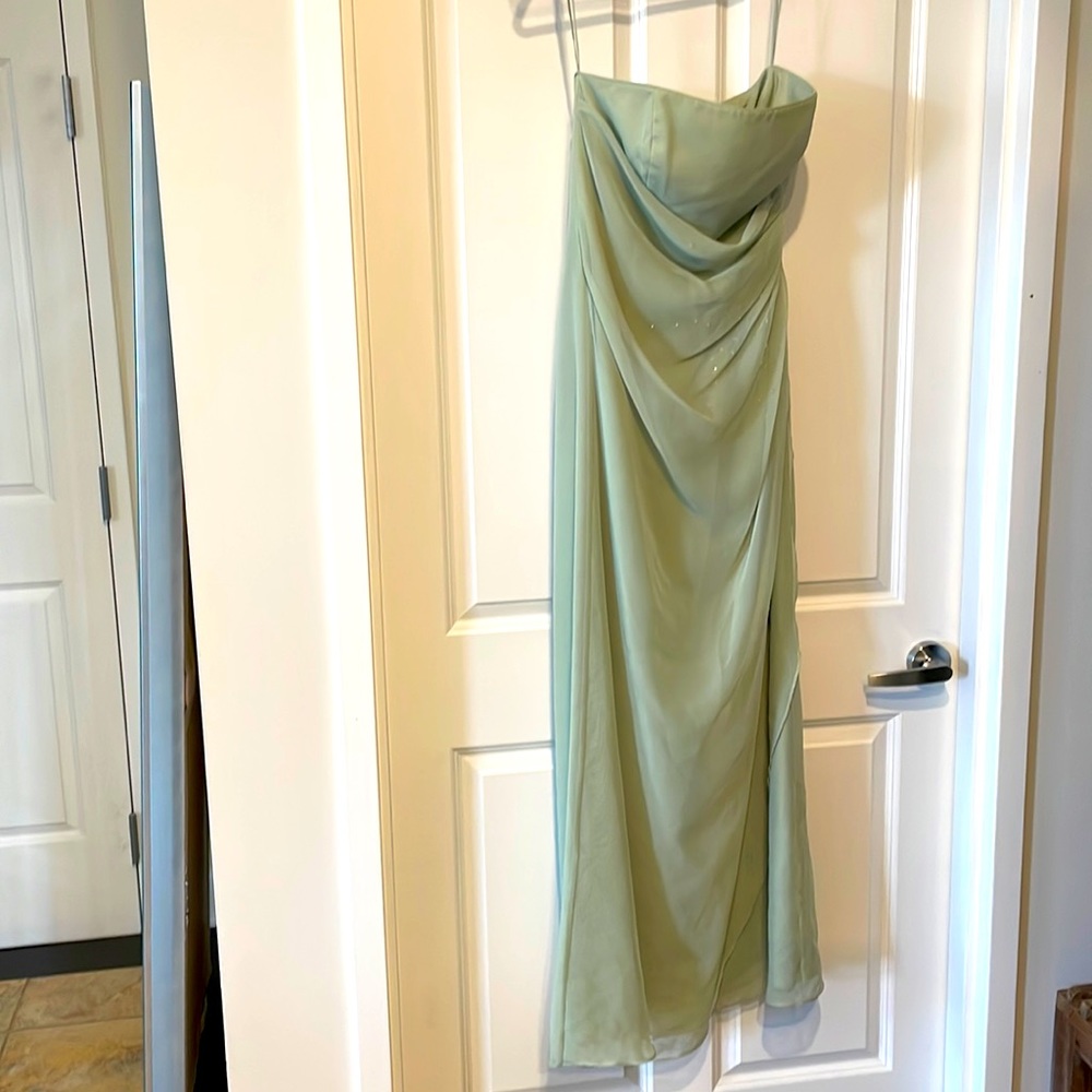 Strapless bridesmaid dress, sea foam green